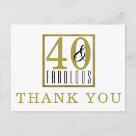 40 & Fabulous Birthday Party Thank You ポストカード