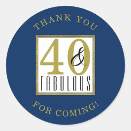 40 & Fabulous Birthday Party Thank You ラウンドシール