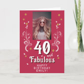40 & Fabulous Food Magent 40th Birthday写真 カード (正面)