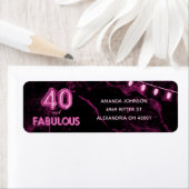 40 & Fabulous Pink & Black 40th Birthday ラベル (インサイチュ)