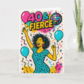 40 & Fierce Disco Party 40th Birthday カード (正面)