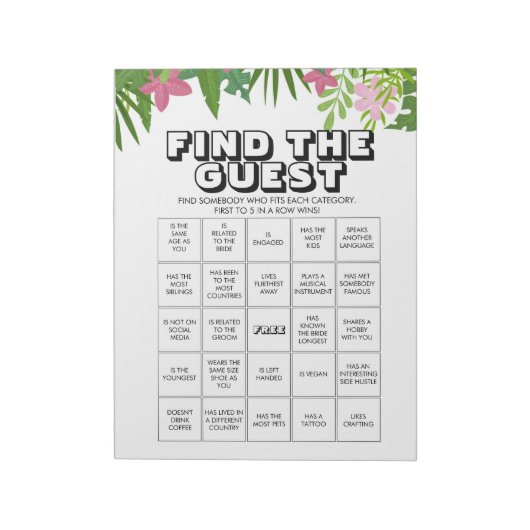 40 Find the Guest Bingo Game Sheets ノートパッド (回転)