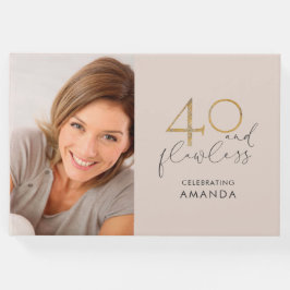 40 & Flawlessピンクと金ゴールド40th誕生日の写真 ゲストブック