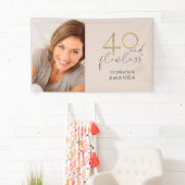 40 & Flawlessピンクと金ゴールド40th誕生日の写真 横断幕 (インサイチュ)