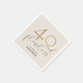 40 & Flawless赤面ピンク金ゴールド&グレーパーソナライズされた スタンダードカクテルナプキン (角)