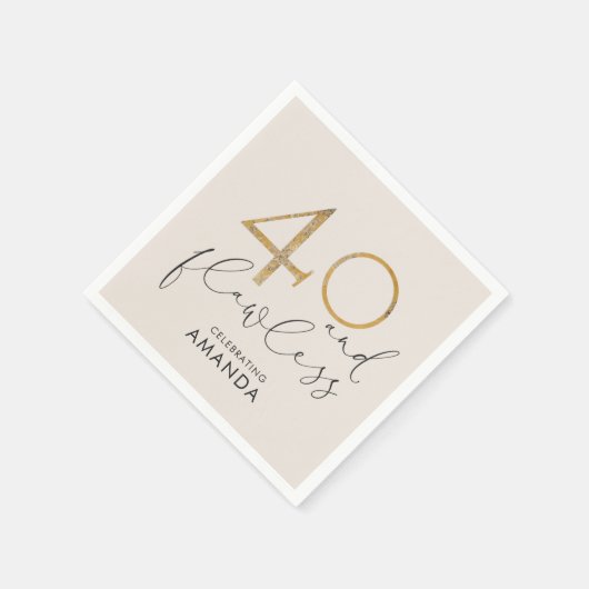 40 & Flawless赤面ピンク金ゴールド&グレーパーソナライズされた スタンダードカクテルナプキン (角)