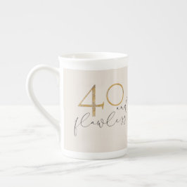 40 & Flawless赤面ピンク金ゴールド&グレー40歳の誕生日 ボーンチャイナマグカップ