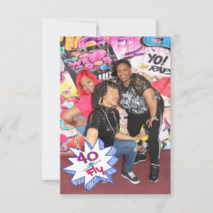 40 & Fly ヒップホップ40歳の誕生日 写真ありがとう サンキューカード