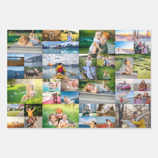 40 Image Photo Collage ラッピングペーパーシート (正面)