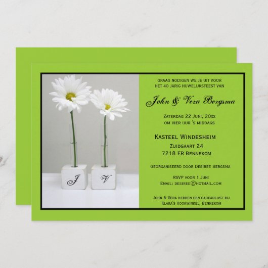 40 Jarig huwelijksfeest 招待状 (正面/裏面)