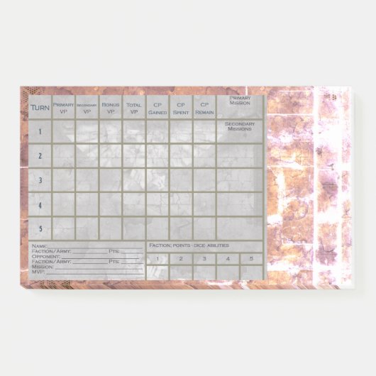 40 Kスコアトラッカーとバトルレポート、ノート付き ポストイット (正面)