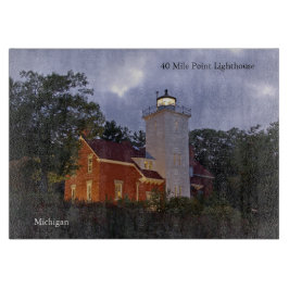 40 Mile Point Light house at dusk cutting board カッティングボード