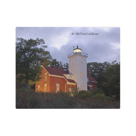 40 Mile Point Light house at dusk metal wall art メタルプリント