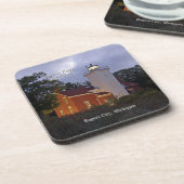 40 mile Point Ligthouse dusk 6プラスチック製コースター コースター (左側)