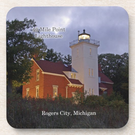 40 mile Point Ligthouse dusk 6プラスチック製コースター コースター (正面)