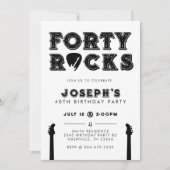 40 Rocks ギターピック 40歳の誕生日パーティー 招待状 (正面)