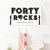 40 Rocks ギターピック 40歳の誕生日パーティー 横断幕 (インサイチュ)