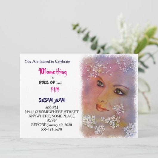 40 SOMETHING & Full ofおもしろい美しい招待状 招待状 (スタンド正面)