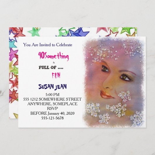 40 SOMETHING & Full ofおもしろい美しい招待状 招待状 (正面/裏面)
