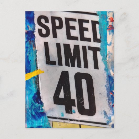 40 Speed Limit mixed media collage ポストカード (正面)