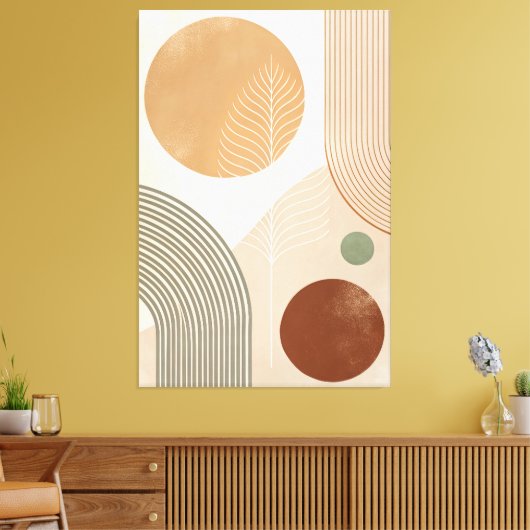 40" x 60" Boho Abstract Canvas Print Wall Art キャンバスプリント (インサイチュ (リビング))