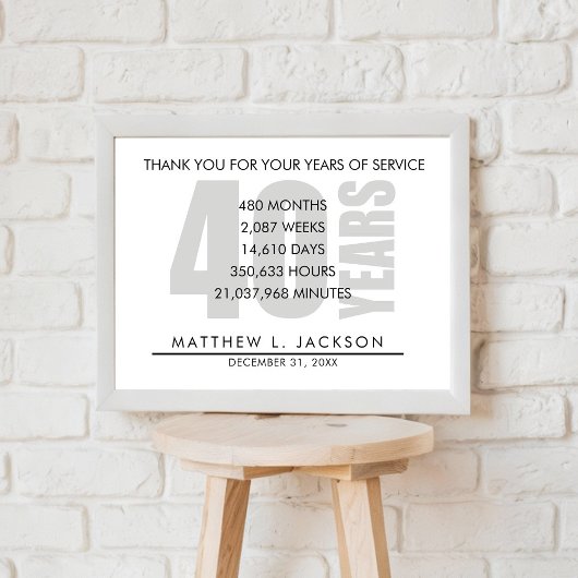 40 Year Retirement or Employee Appreciation Gift ポスター