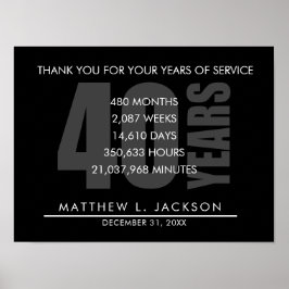 40 Year Retirement or Employee Appreciation Gift ポスター