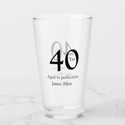 40 years aged to perfection birthday name simple  タンブラーグラス (正面)