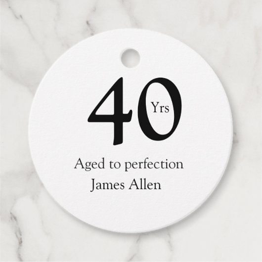40 years aged to perfection birthday name simple  フェイバータグ (正面)