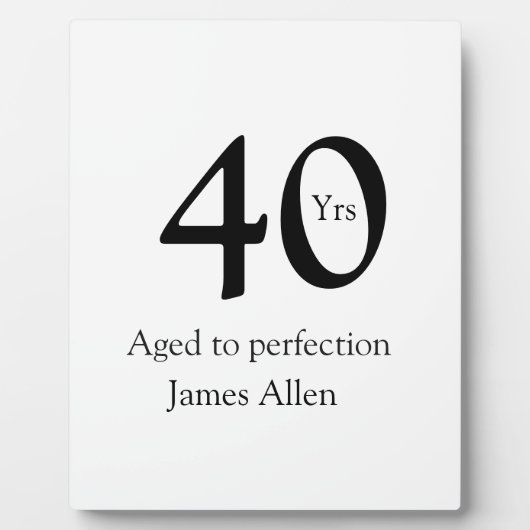 40 years aged to perfection birthday name simple  フォトプラーク (正面)