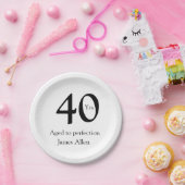 40 years aged to perfection birthday name simple  ペーパープレート (パーティー)