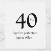 40 years aged to perfection birthday name simple  ワインラベル (シングルラベル)
