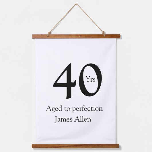 40 years aged to perfection birthday name simple  吊り下げ型タペストリー (正面)