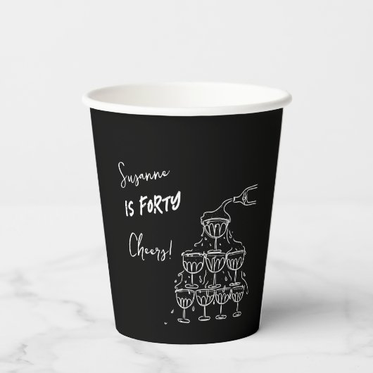 40 years Birthday Champagne tower funky 紙コップ (裏面)