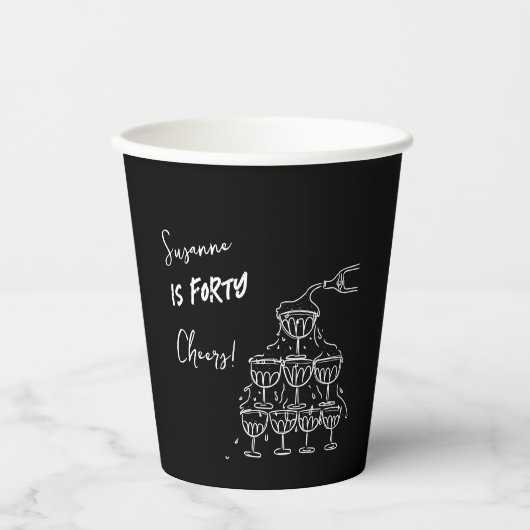 40 years Birthday Champagne tower funky 紙コップ (正面)
