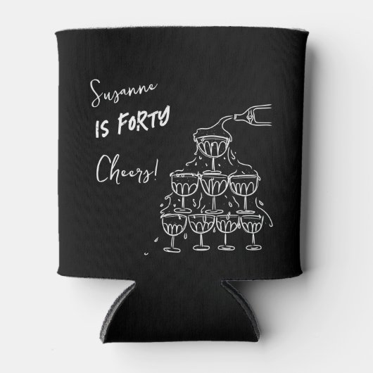 40 years Birthday Champagne tower funky 缶クーラー (正面)