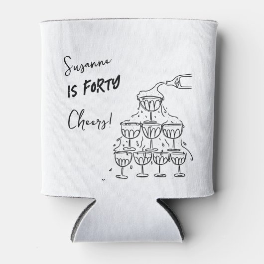 40 years Birthday Champagne tower funky 缶クーラー (正面)