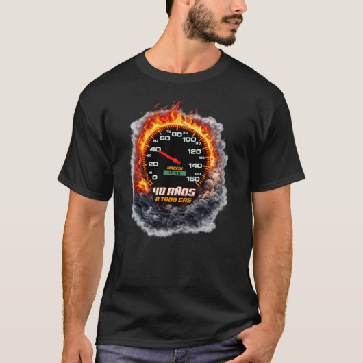 40 Years Full Throttle Born 1985 Speedometer Bir Tシャツ (正面)