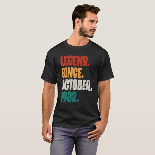40 Years Old Legend Since October 1982 40th Birth Tシャツ (正面フル)