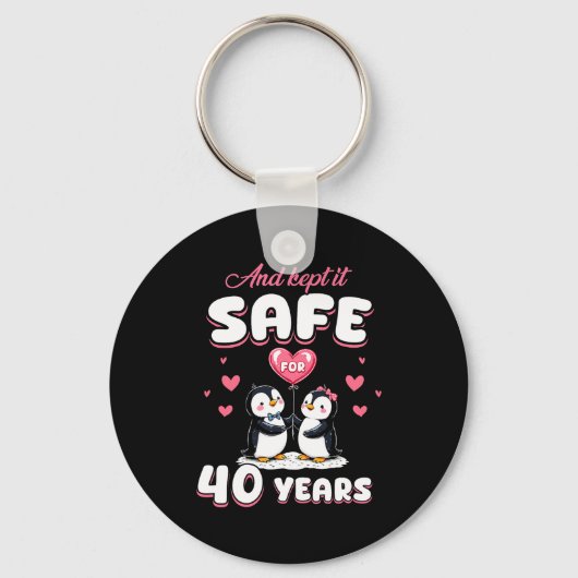 40 Years Wedding Anniversary Penguin Couples Match キーホルダー (正面)