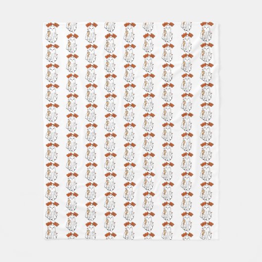 40ozタンブラーのかわいいハロウィーン幽霊 フリースブランケット (正面)