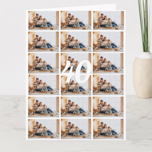 40thまたは任意の年齢の写真コラージビッグ誕生日カード カード (正面)