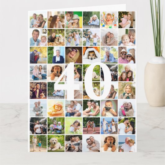 40thまたは任意の年齢の写真コラージュの大きな誕生日 カード (正面)