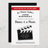 40thまたは任意の誕生日サプライズ映画テーマおもしろい 招待状 (正面/裏面)