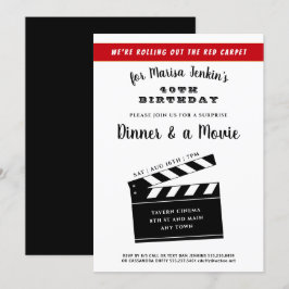 40thまたは任意の誕生日サプライズ映画テーマおもしろい 招待状