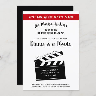 40thまたは任意の誕生日サプライズ映画テーマおもしろい 招待状