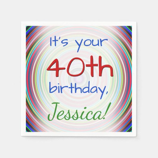 40thよくはしゃぐ誕生日紙ナプキンス スタンダードカクテルナプキン (正面)