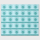 40thエレガント誕生日ティール（緑がかった色）ブルーグリッター&ストライプ ラッピングペーパー (フラット)