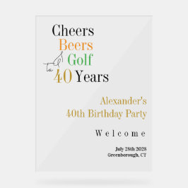 40thゴルフ応援ビアーズバースデーパーティーへようこそ アクリルサイン