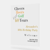 40thゴルフ応援ビアーズバースデーパーティーへようこそ アクリルサイン (傾斜)